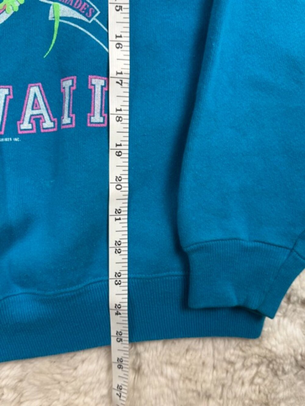 Vintage Gecko Hawaii U Pullover Sweatshirt USA M 38" Blue Long Sleeve 80s - Picture 6 of 10